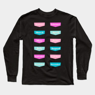 Back to School Teal and Fuchsia Gradient Month Long Sleeve T-Shirt